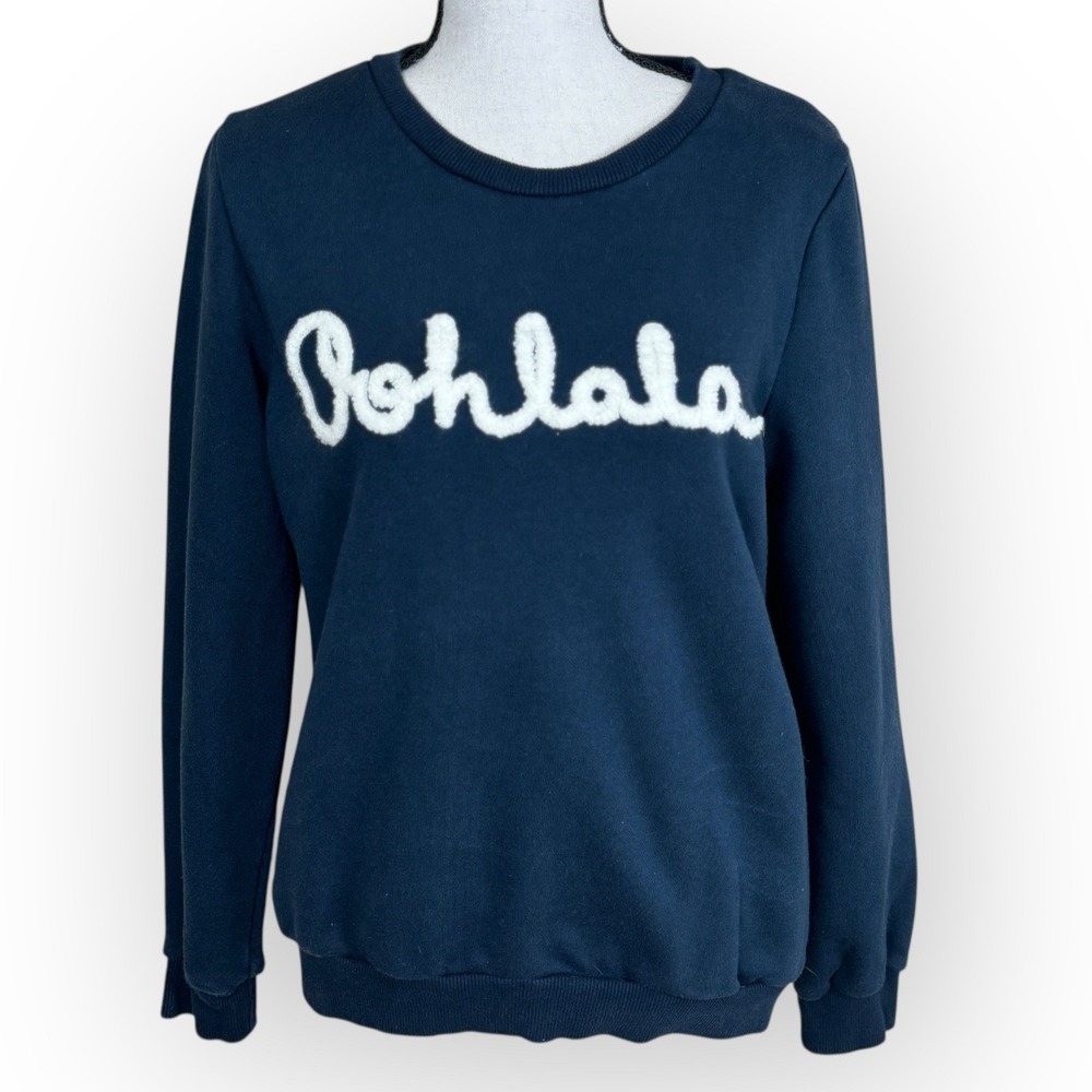 Jubylee‎ Navy Blue OhLala Embroidered Sweatshirt Size S/M